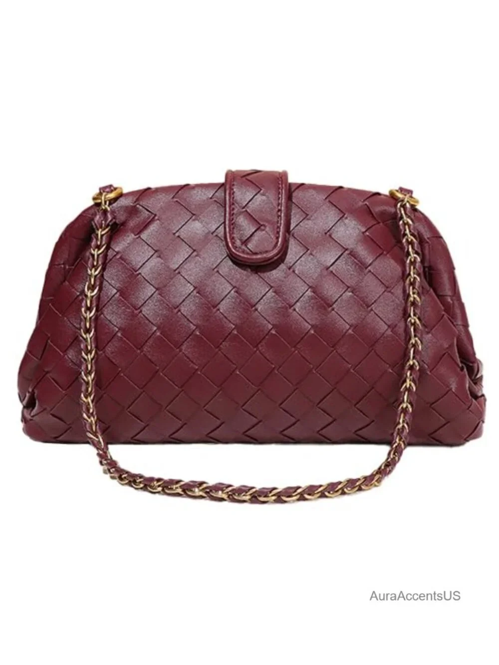 PU Leather Handwoven Crossbody Satchel Bag with Magnetic Closure